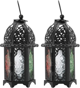 Customizable Black Mini Metal <b>Tea</b> <b>Light</b> Hanging <b>Lanterns</b> Decorative Indoor Outdoor Events Parities Weddings Candle Holders Jars - Product Image 2