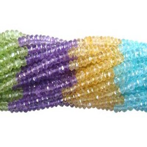 Cuentas de piedras preciosas facetadas microonduladas multicolor al por mayor, tamaño 3-3.5mm, longitud del hilo 13 pulgadas para la fabricación de joyería DIY - Product Image 1