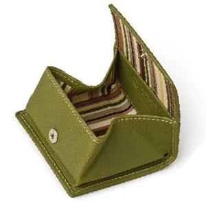 กระเป๋าใส่เหรียญสำหรับสตรี,กระเป๋าใส่เหรียญแบบเฉพาะทำจากหนังสีเขียว - Product Image 1