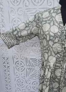 Vestido de Mujer de Alta Calidad, Estampado en Bloque de Algodón, Estilo Camisero, Plisado, Holgado, Informal, para Playa - Product Image 3