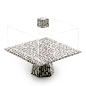 Soporte Multifuncional Cuadrado para Tartas con Tapa de Cristal Transparente, Soporte Decorativo con Incrustaciones de Hueso para Servir Tartas y Postres - Product Image 2