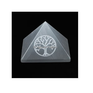 Mejor Precio nuevo grabado Árbol de la vida en selenita pirámide - Product Image 1