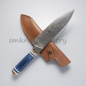 Custom Hand Forged Damascus <b>Kitchen</b> Chef <b>Knife</b> With Leather sheath cover (smk1966) - Product Image 5