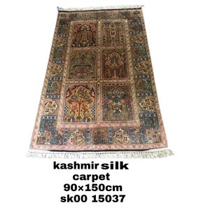 Alfombra de seda anudada a mano, famosa alfombra de seda tradicional hecha a mano, multicolor - Product Image 1