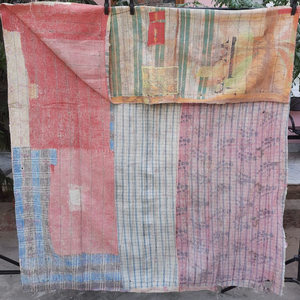 ชุดเครื่องนอนวินเทจผ้าแคนธามาใหม่พร้อมงานปักและแผ่นปะแฮนด์เมดดีไซน์งานเครื่องนอนและเสื้อผ้าที่ออกแบบใหม่สำหรับบ้าน - Product Image 3