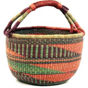 Belly Seagrass Storage Basket Wholesale Willow Bolga Hamper Basket Natural Multifunction Sea Grass Straw Wicker Woven Basket