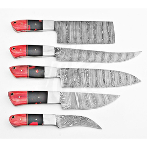 Handmade Damascus Steel Chef <b>Knife</b> <b>Set</b> with Wood Handle 5 Blades Custom OEM Packaging Camping <b>Knife</b> - Product Image 2