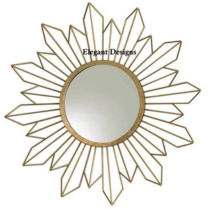 Chapado en oro Diseñador único Lujosa variedad de espejo de pared de Metal Espejo de lujo Hecho a mano Venta al por mayor Espejo de pared de lujo - Product Image 4