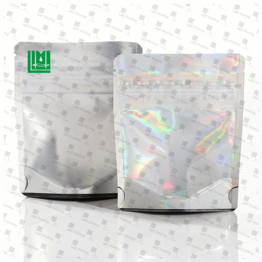 Custom print shaped pouch 3.5g 3x4 soft touch mylar candy bags resealable black edible custom with clear window