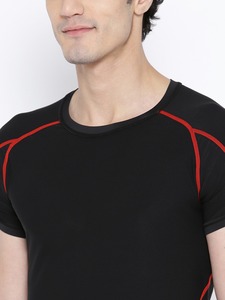 เสื้อยืดรัดกล้ามเนื้อคอกลมสำหรับผู้ชาย,เสื้อยืดรัดกล้ามเนื้อสีดำล้วนแห้งเร็วระบายอากาศได้ดีตามสั่ง - Product Image 2