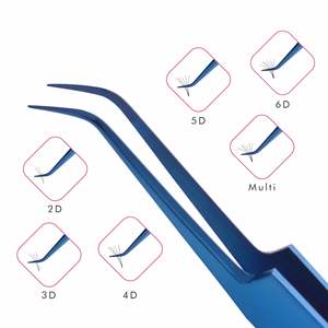 Blue Eyelash Extension Fine Bent แหนบ,โลโก้ที่กำหนดเองขายส่ง Bulk Strip Eyelash Applicator ฉลากส่วนตัว - Product Image 1