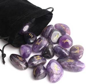 Juego de Runas de Amatista con Bolsa GRATIS, Runas de Cristal Futhark al por Mayor, Grabadas a Mano, para Sanación y Adivinación Metafísica - Product Image 2