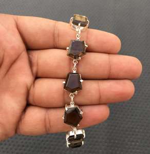 ธรรมชาติ Smoky ควอตซ์ตัดหินแฟนซีรูปร่าง92.5สร้อยข้อมือเงินสีน้ำตาลเครื่องประดับน่ารักหินของขวัญขายส่ง - Product Image 3