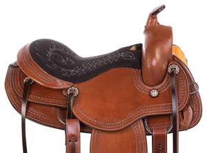 Juego de tachuelas de sillín de caballo occidental de carreras de barril de cuero genuino duradero de primera calidad varios tamaños (14-18 ") y colores disponibles - Product Image 4