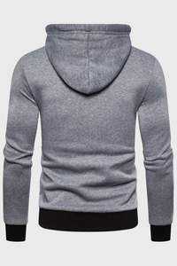 เสื้อสเวตเตอร์ขนแกะแขนยาวสำหรับผู้ชายเสื้อแจ็คเก็ตมีฮู้ดปรับแต่งได้สำหรับเล่นกีฬาฤดูหนาวย้อมสีพื้น - Product Image 2