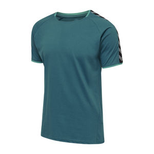 เสื้อยืดโลโก้ปรับแต่งได้สำหรับผู้ชายเสื้อยืดผ้าฝ้าย50% 50% โพลีเอสเตอร์แบบทึบขายส่งแบบธรรมดาบริการ OEM - Product Image 4