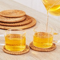Ensemble de sets de table et sous-verres en rotin, écologiques, tissés à la main, taille personnalisée, emballés en carton au Vietnam, décoration de table, style minimaliste