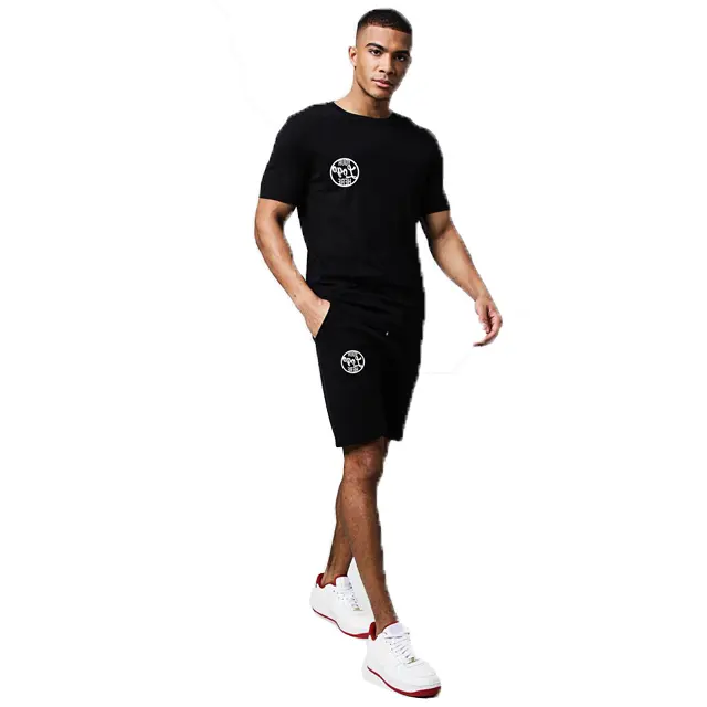 Men Sweat Suit Set Summer Clothing Men 2 Piece Short Sleeve T Shirt and Shorts Sets For Men Sports Wear Short Sleeve Wholesale