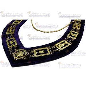 Collares de Cadena de la Orden Masónica de la Estrella de Oriente con Corona Dorada |   Collares de Cadena OES Modelo GC-001802 |   Proveedor de Collares Masónicos - Product Image 4