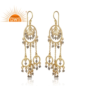 Designer Gold Plated 925 Silver Chandelier <b>Earrings</b> Wholesaler <b>Pretty</b> Labradorite Gemstone Drop Dangle <b>Earrings</b> Indian Jewelry - Product Image 2