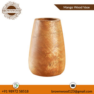 Vase en bois fait main de style classique ensemble de 2 décorations de table finies en bois naturel pour salon, bureau et décoration intérieure - Product Image 3