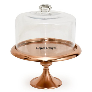 Cúpula de Metal y vidrio de alta calidad para comida, accesorios para Hotel, restaurante, calentador de alimentos de lujo, forma redonda, venta al por mayor, mesa superior, plato de comida - Product Image 1