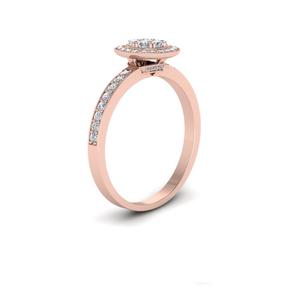 Anillo de Boda con Diamante Redondo Real de 0.75 TCW para Mujer |   Anillo de Compromiso con Halo de Oro Rosa de 14K, Joyería Nupcial de Lujo Premium, Regalo - Product Image 2