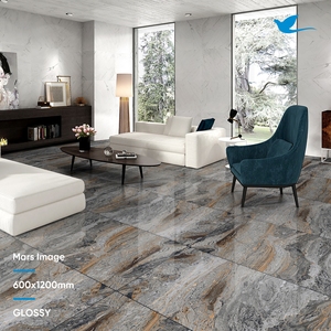 Carrelage en porcelaine de couleur bois antidérapant de style contemporain Carrelage de couleur grise pour salon 600x1200mm Premier fabricant indien - Product Image 3