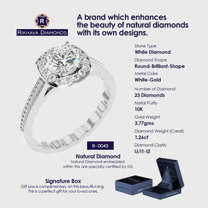 แหวนเพชรเม็ดเดี่ยวแท้10K ประดับเพชรเม็ดสีทองคำขาวดีไซน์ล่าสุด - Product Image 3