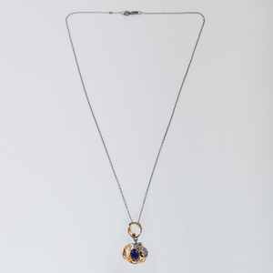 925จี้เงินสเตอร์ลิงออกแบบโดย Lapis Lazuli สีแดงโกเมนอัญมณีชุบทองสีดำโรเดียมเสน่ห์ของโซ่ดี - Product Image 6