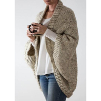 Cardigan long gothique en laine 100 % tricoté main sur mesure pour femme, grande taille, hiver, broderie dentelle, manches longues, ouvert sur le devant