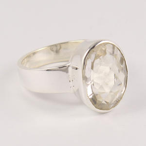 Anillos de cuarzo de cristal hechos a mano Anillo de Plata de Ley 925 Elija cualquier tamaño Fabricante 10x14mm Piedra preciosa ovalada - Product Image 3