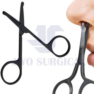 Hot Sale 4 Inch Stainless Steel Manual Eyebrow Scissor Rounded Nose Hair Safety Straight Blade Sharp Blunt Tips <b>Head</b> Beauty Tool - Product Image 2