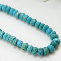 Perles rondes facettées en turquoise d'Arizona, faites à la main, pierres lâches certifiées par un tiers, pour la création de bijoux, un seul type, brin de 18 pouces