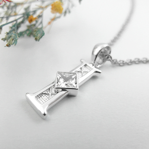ตัวอักษรภาษาอังกฤษเครื่องประดับเงินสเตอร์ลิงคนรัก5a เพทายสร้อยคอ - Product Image 3
