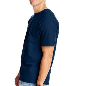 T-shirts unisexes en coton peigné bleu marine - Product Image 3