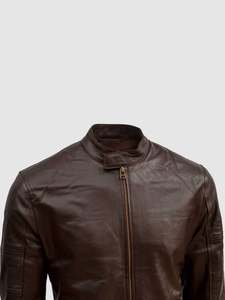 Veste en cuir coupe-vent tendance hiver pour hommes, dernière conception, vêtements en toile coupe ajustée avec col montant, en vente - Product Image 6