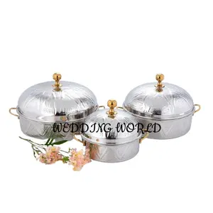 Supplier Of Stainless Steel Hotpot Set Of Three Handmade Designer Casserole Classic Stylish Wholesale Luxury Food Warmer