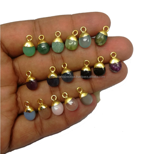 10 pierres précieuses lisses, breloques en or plaqué - Product Image 2