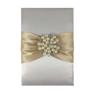 Ivory & Champagne Silk Invitation Card Holder