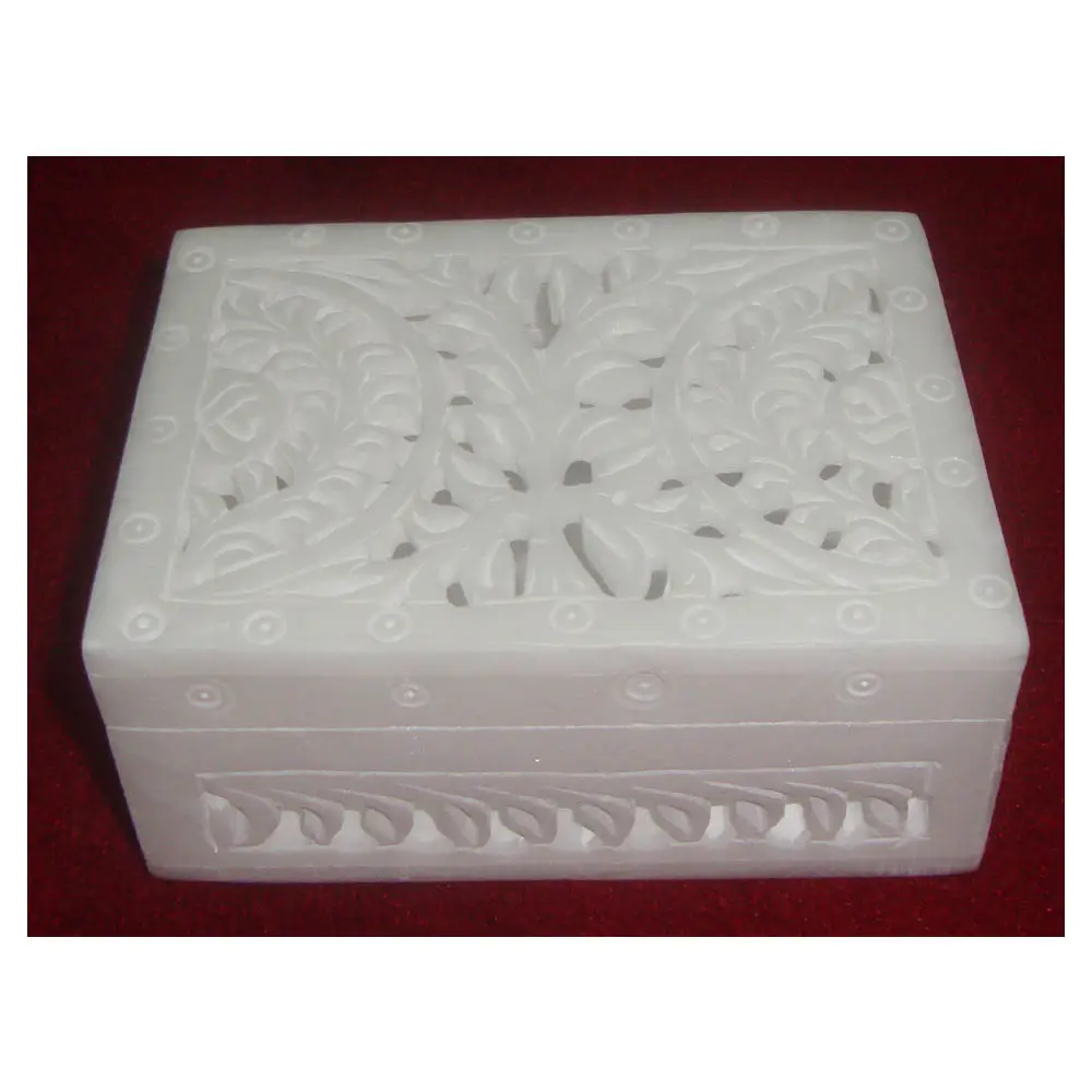 White Marble Engraving Carving Box