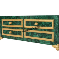 Sculptures murales rectangulaires en verre de luxe, art moderne fait main, pierres semi-précieuses en malachite, décoration intérieure pour salon