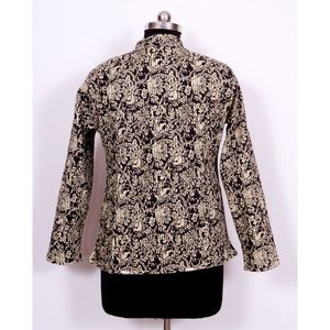 แจ็กเก็ตปักลายดอกไม้ทำมือสองด้านสำหรับผู้หญิงอินเดียผ้าฝ้ายลายทางยาวสั้นสองด้านเปลี่ยนได้ - Product Image 6