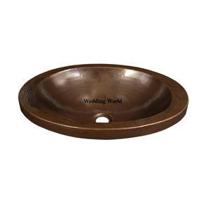 Lavabo de baño de cobre de alta calidad hecho a mano diseñador al por mayor lavabo forma personalizada al por mayor espejo de pared de Metal de lujo - Product Image 2