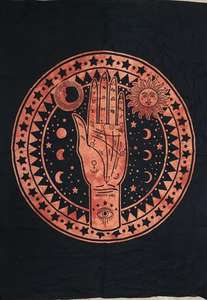 พรมผนังไพ่ทาโรต์โปสเตอร์ผ้าฝ้ายขนาดเล็กสำหรับแท่นบูชาผ้ามือ humsa ลายมือลายมือไพ่ทาโรต์กระจายโดยผู้ลงนามในอินเดีย - Product Image 5