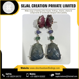 Vente en gros de boucles d'oreilles en argent sterling 925 avec pierres précieuses pour cadeaux et fêtes - Product Image 6