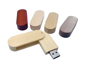 High Quality Cheap Wood Swivel 64GB 8GB USB Flash Drives Custom Logo Wooden Pendrives USB Sticks Promotional Gifts
