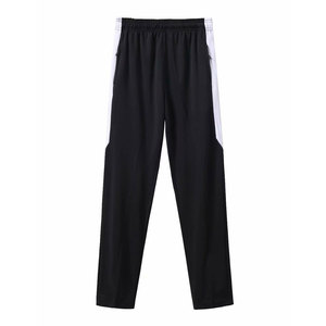 Pantalon de survêtement noir pour homme avec bande latérale blanche, taille élastique, léger, décontracté, respirant, pour l'été - Product Image 1