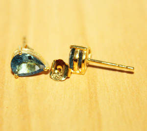 Anillo de Aguamarina natural hecho a mano 9K oro amarillo sólido mujeres Stud pendientes joyería mayorista - Product Image 4