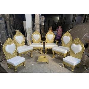 Chaises intercalaires de styliste pour fête de mariage, ensemble de chaises en bois sculpté, couleur blanche, dorée, vente en gros - Product Image 1